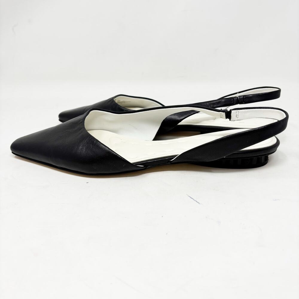 Franco Sarto A-Riva Black Leather Sling Back Pointy Toe Ballet Flat Womens 8.5 - Picture 10 of 10